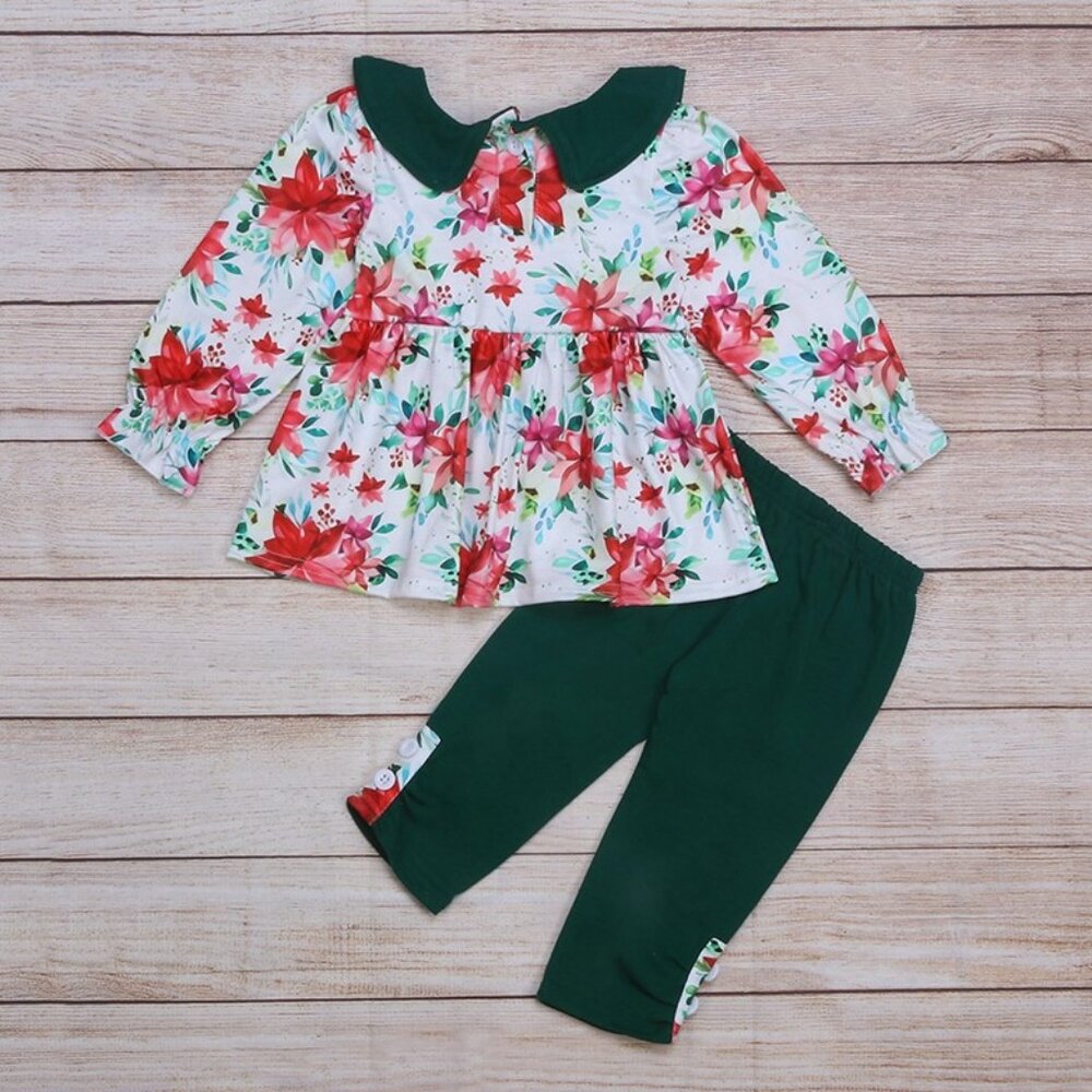 Boutique Floral Tunic & Leggings Girls Outfit Set